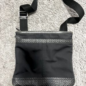 Black nylon and leather coach crossbody